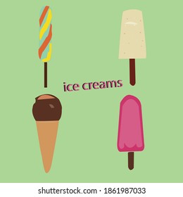 Ice creams vector on beautiful background.