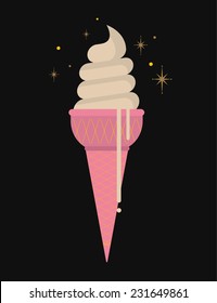ice cream/sundae/soft serve melting vector/illustration