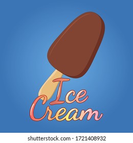 Ice cream.Sweet tender chocolate ice cream.Vector illustration.
