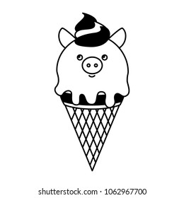 ice crean with piggy face cool