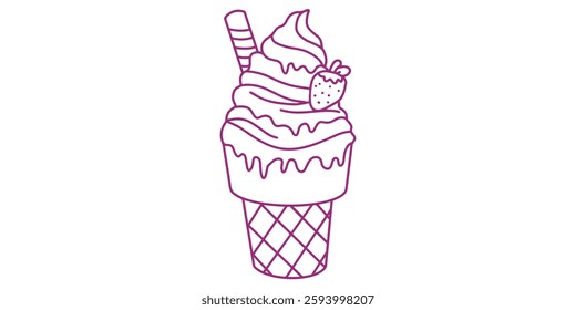 ice crean vector outline illustration sketching