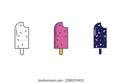 Ice creem line and solid illustration icon