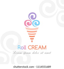 Ice crem logo. Vector emblem for candy shop. frozen yogurt products or icecream cafe.