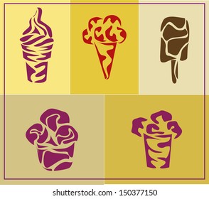 ice .creme brulee .ice cream . icons .