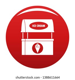 Ice creme selling icon. Simple illustration of ice creme selling vector icon for any design red