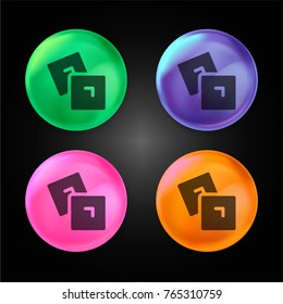 Ice crystal ball design icon in green - blue - pink and orange.