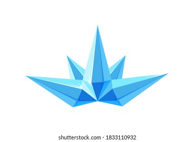 Ice crystal crown for snow queen isolated in white background. Tiara made of blue mineral crystals. Vector illustration illustration in cartoon style