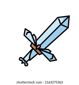 concepto del logotipo del icono de la espada del juego elemental de cristal de hielo