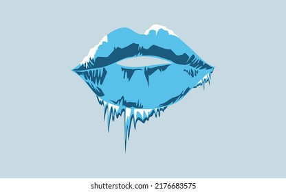 Ice Cub Lips Vector Illustration