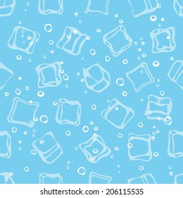 Ice Cube Babbles And Water Blue Textile Print Seamless Pattern 