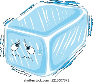 ice cube bar cartoon illustration vector with cold expression