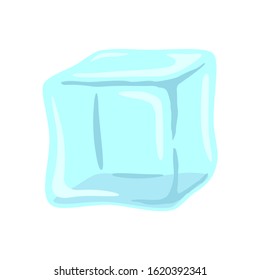 Ice Cube Blue, Single Isolated Colorful Cartoon Vector Illustration