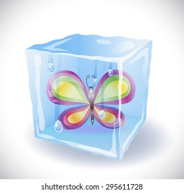 Ice cube with butterfly