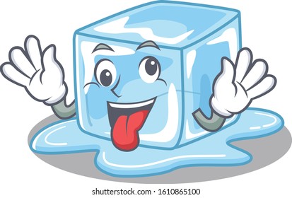 Ice cube Cartoon character style with a crazy face