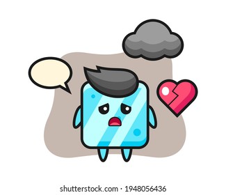 Ice cube cartoon illustration is broken heart, cute style design for t shirt, sticker, logo element