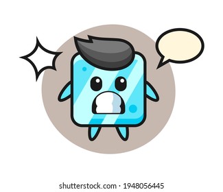 Ice cube character cartoon with shocked gesture, cute style design for t shirt, sticker, logo element