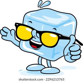 Eiswürfelfigur mit Sonnenbrille. Vektorgrafik.