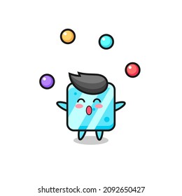 the ice cube circus cartoon juggling a ball , cute style design for t shirt, sticker, logo element