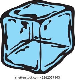 Ice cube color. Vector illustration.