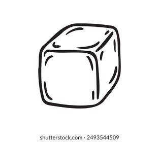 Ice cube doodle icon single isolated sign Icy cube symbol Hand drawn sketch. Vector illustration