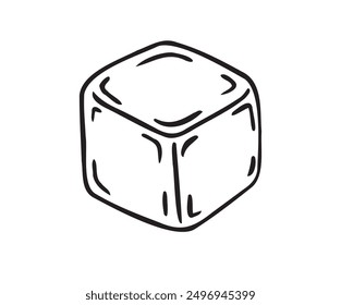 Icono de doodle de cubo de hielo signo aislado único símbolo de cubo helado Dibujado a mano boceto. Ilustración vectorial