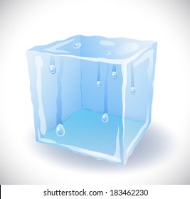 Ice cube with drops