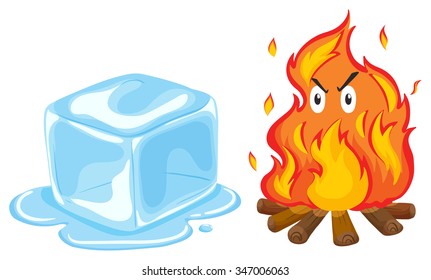 Ice cube   fire illustration