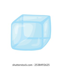 Ice cube, frozen water drink in block. Refreshing ice cube for drinking. Square ice cold temperature. Vector illustration