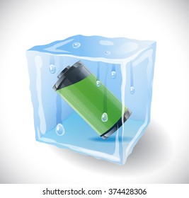 Ice cube with full battery. 