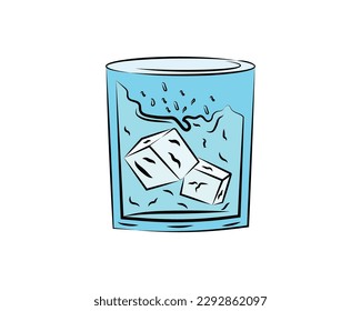 Cubo de hielo en vector de vidrio 