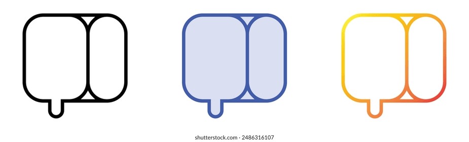 icono de cubo de hielo. Diseño de estilo de relleno lineal, azul y degradado aislado sobre fondo blanco