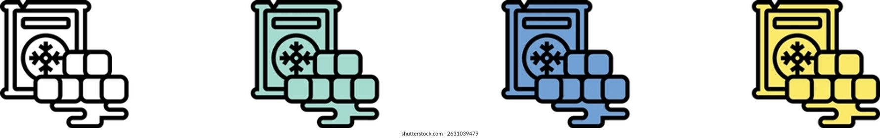 ice cube icon. Outline, Green, Blue and Yellow Style Design Isolated On White Background
