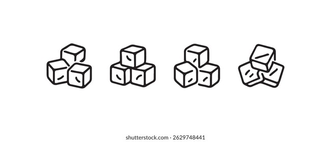 Icono de cubo de hielo en Vector de contorno negro