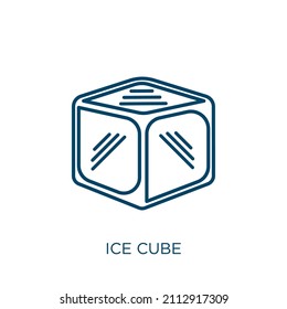ice cube icon. Thin linear ice cube outline icon isolated on white background. Line vector ice cube sign, symbol for web and mobile