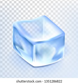 Ice Cube Isolated Transpatrent Vector. Cool Glass Drink. Iced Liquid. Shiny Coctail Element. Realistic Illustration