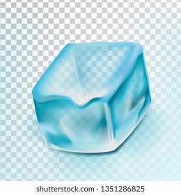 Ice Cube Isolated Transpatrent Vector. Cool Glass Drink. Iced Liquid. Realistic Illustration