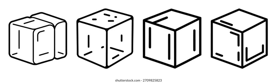 ice cube line art icon set. Christmas outline Vector illustration icons.