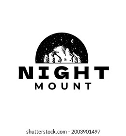 Ice Cube Mountain in The Night With Star Logo Vector Illustration Template Icon Design