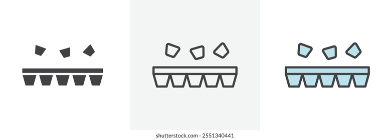 Ice cube plastic container icon pack. Vector illustration. EPS10