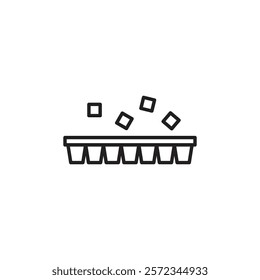 Ice cube plastic container icon Vector flat thin line illustration