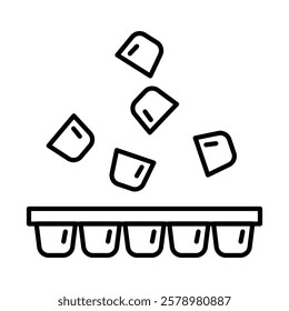 Ice cube plastic container icon Black and white logo