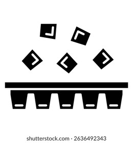 Ice cube plastic container icon Flat outline fill black and white