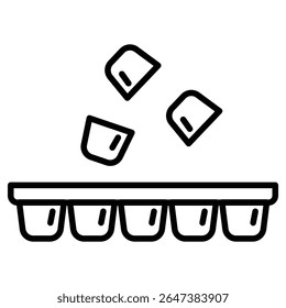 Ice cube plastic container icon outline set sign