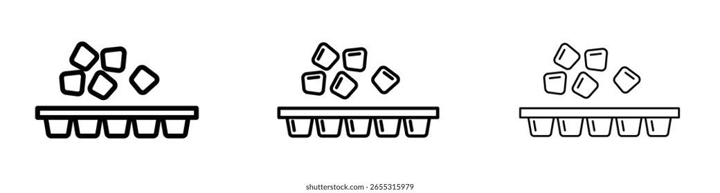 Ice cube plastic container icon filled flat sign concept for web design.