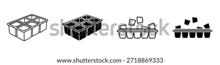 Ice cube plastic container icon in linear and clipart style pack on white background. Stock photo © 