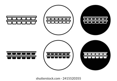 Ice cube plastic container symbol icon sign collection in white and black