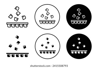 Ice cube plastic container vector icon set collection. Ice cube plastic container Outline flat Icon.