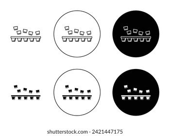 Ice Cube Plastic Container Vector Illustration Set. Kitchen Freezer Tray Crushed Ice Sign Suitable for Apps and Websites UI Design Style.