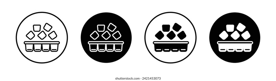 Ice Cube Plastic Container Vector Line Icon Illustration.