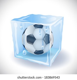 Ice cube with soccer ball